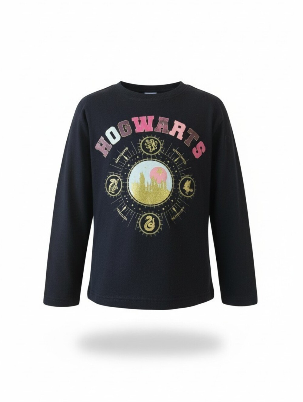 Harry Potter Hogwarts Graphic Long Sleeve Tee in Black